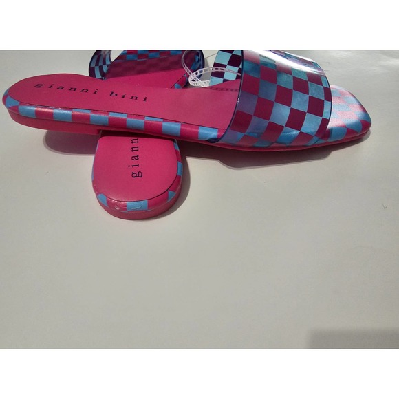 Cobitwo Checkred Banded Square Toe Pink& Purple Sandals - Picture 4 of 11